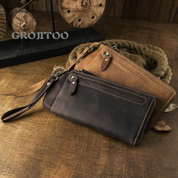 handmade crazy horse leather long wallet multi-card men's handbag genuine large capacity zipper phone bag wallets, Red;black
handmade crazy horse leather long wallet multi-card men's handbag genuine large capacity zipper phone bag wallets, Red;black