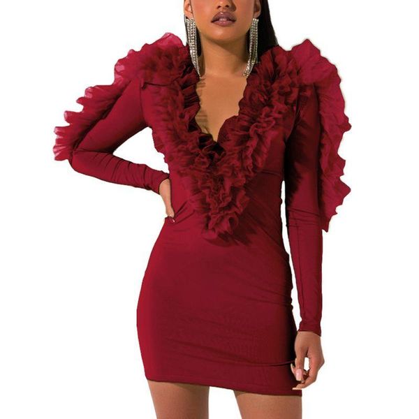 casual dresses womens long sleeve ruffles splicing deep v-neck bodycon mini dress clubwear d08e, Black;gray
casual dresses womens long sleeve ruffles splicing deep v-neck bodycon mini dress clubwear d08e, Black;gray