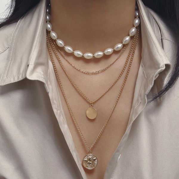 fashion multi-layered restore ancient relief angel geometric necklace temperament imitation pearl collar chain necklaces jewelry chains, Silver
fashion multi-layered restore ancient relief angel geometric necklace temperament imitation pearl collar chain necklaces jewelry chains, Silver
