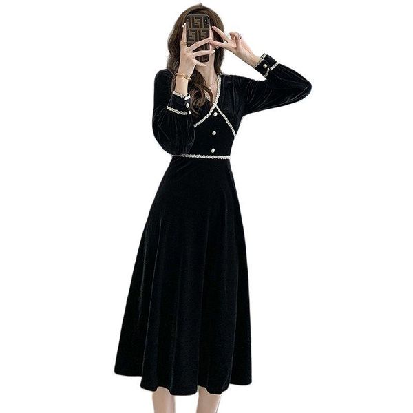 casual dresses high-quality dress 2021 autumn retro long-sleeved v-neck waist slimming korean fashion women's clothing, Black;gray
casual dresses high-quality dress 2021 autumn retro long-sleeved v-neck waist slimming korean fashion women's clothing, Black;gray
