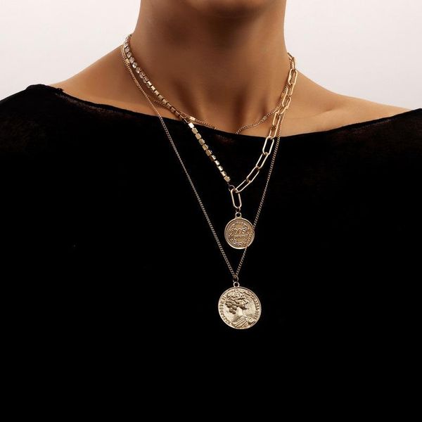 pendant necklaces vintage boho multilayer crystal choker portrait coin chain necklace for women hip hop gold color collar fashion jewelry, Silver
pendant necklaces vintage boho multilayer crystal choker portrait coin chain necklace for women hip hop gold color collar fashion jewelry, Silver