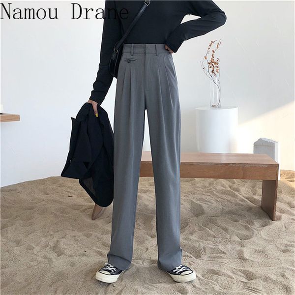 large size full length high waist slim versatile straight korean spring retro solid all match slender pants 210522, Black;white
large size full length high waist slim versatile straight korean spring retro solid all match slender pants 210522, Black;white
