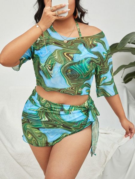 4pack plus fluid pattern triangle bikini swimsuit & cover up with skirt v2jo#, Black
4pack plus fluid pattern triangle bikini swimsuit & cover up with skirt v2jo#, Black