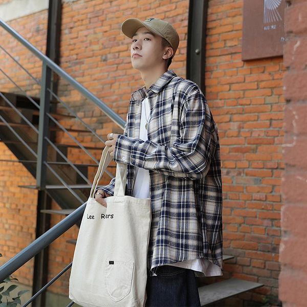 men's casual shirts plaid shirt ins hong kong style spring handsome trend korean long-sleeved student jacket, White;black
men's casual shirts plaid shirt ins hong kong style spring handsome trend korean long-sleeved student jacket, White;black