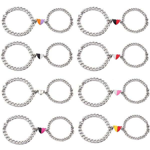 2pcs/pair stainless steel cuba chain bracelets couple bracelets magnetism heart charms fashion jewelry gift for women men 2021 wholesale pro, Black
2pcs/pair stainless steel cuba chain bracelets couple bracelets magnetism heart charms fashion jewelry gift for women men 2021 wholesale pro, Black