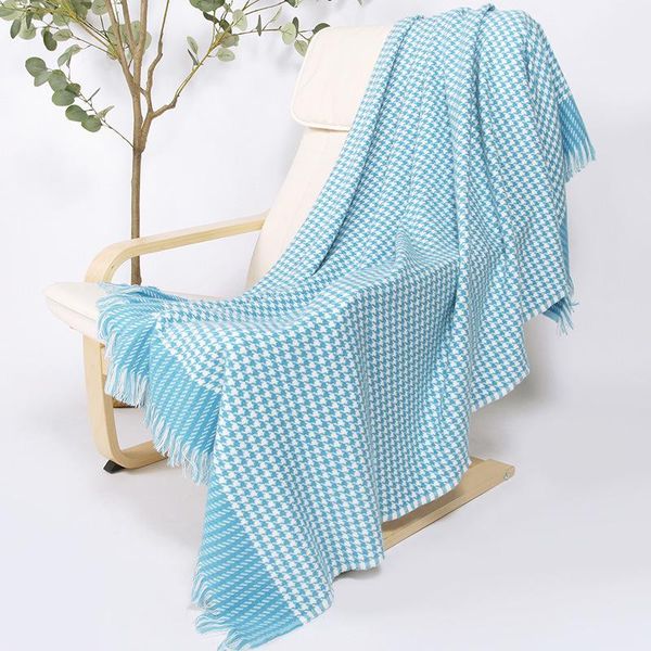 scarves four seasons plaid blanket european and american woven shawl home bed sofa office air conditioning, Blue;gray
scarves four seasons plaid blanket european and american woven shawl home bed sofa office air conditioning, Blue;gray