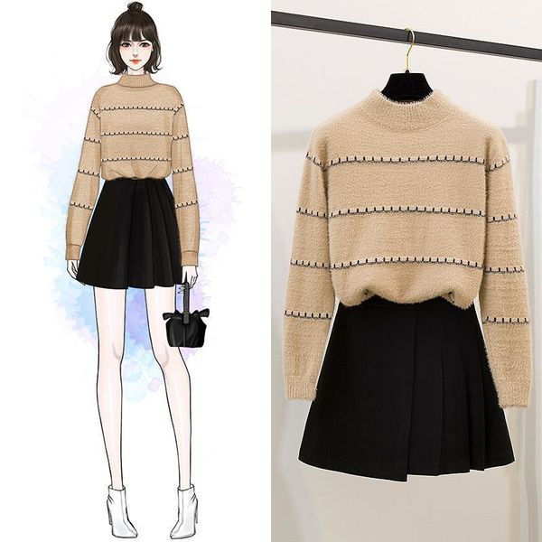 women's tracksuits hippocampus striped wool sweater female languid is lazy wind ten irregular package buttocks short skirt of tall wais, Gray
women's tracksuits hippocampus striped wool sweater female languid is lazy wind ten irregular package buttocks short skirt of tall wais, Gray