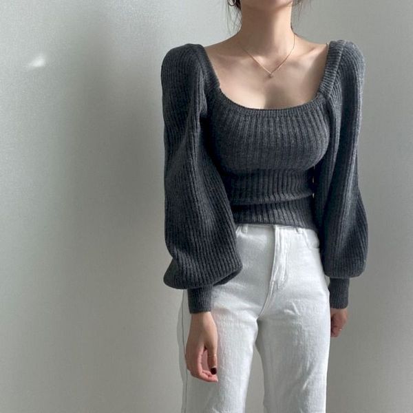 retro square ne slim long-sleeved sweater women 2021 autumn winter new inner style cropped sweater vintage korean, Black
retro square ne slim long-sleeved sweater women 2021 autumn winter new inner style cropped sweater vintage korean, Black