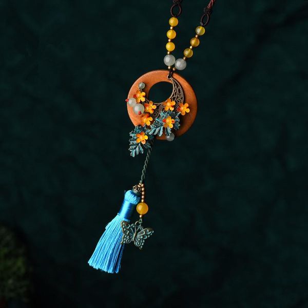 pendant necklaces necklace for women diy blue tassel round wood copper alloy leaves vintage jewelry accessories chokers xl203, Silver
pendant necklaces necklace for women diy blue tassel round wood copper alloy leaves vintage jewelry accessories chokers xl203, Silver