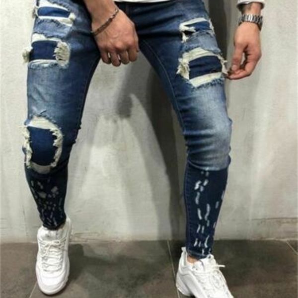 spring and autumn ripped patch slim small feet elastic men's long blue color denim men pants hip hop jeans
spring and autumn ripped patch slim small feet elastic men's long blue color denim men pants hip hop jeans