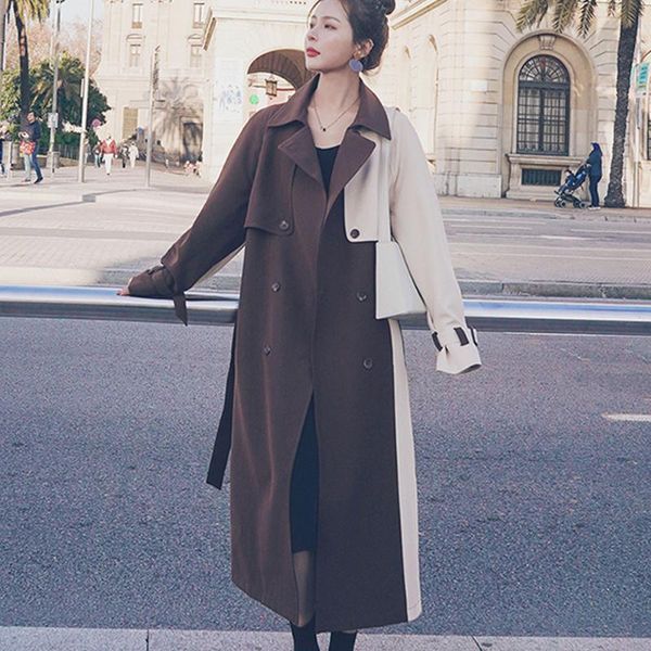 women's trench coats 2021 fashion female coat korean style vintage long patchwork women casual notched collar double breasted, Tan;black
women's trench coats 2021 fashion female coat korean style vintage long patchwork women casual notched collar double breasted, Tan;black