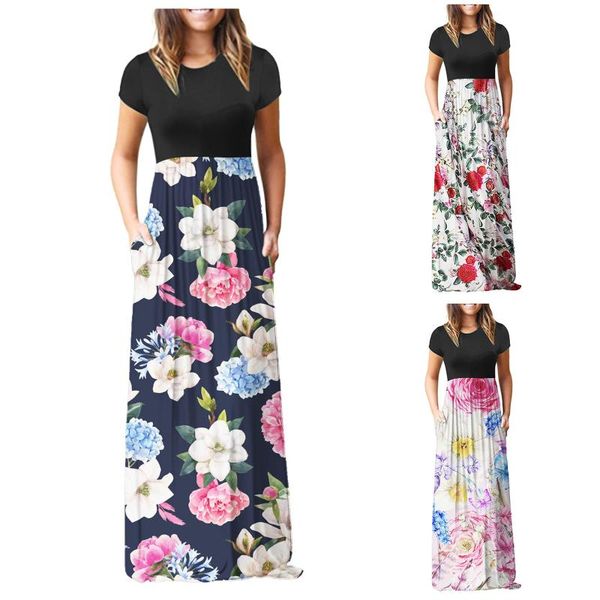 women maxi dress o neck short sleeve pockets loose long dresses casual elegent floral female beach vestidos 2021, Black;gray
women maxi dress o neck short sleeve pockets loose long dresses casual elegent floral female beach vestidos 2021, Black;gray