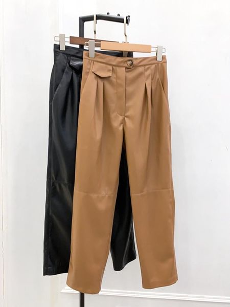 women's pants & capris faux leather ankle-length solid color causal straight trousers with zipper and pockets 2021 spring, Black;white
women's pants & capris faux leather ankle-length solid color causal straight trousers with zipper and pockets 2021 spring, Black;white