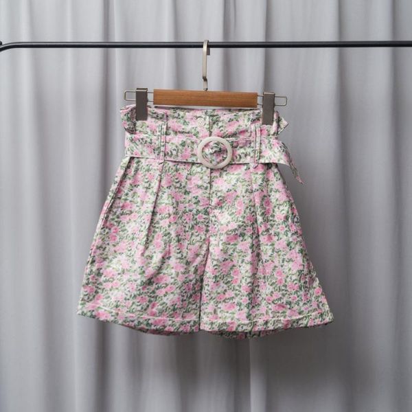 women's shorts floral print high-waist 2021 summer straight ladies curled with sashes casual bottoms, White;black
women's shorts floral print high-waist 2021 summer straight ladies curled with sashes casual bottoms, White;black
