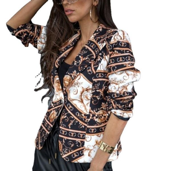 women's jackets explosive style 2021 autumn and winter one-button small suit printed jacket clothing, Black;brown
women's jackets explosive style 2021 autumn and winter one-button small suit printed jacket clothing, Black;brown