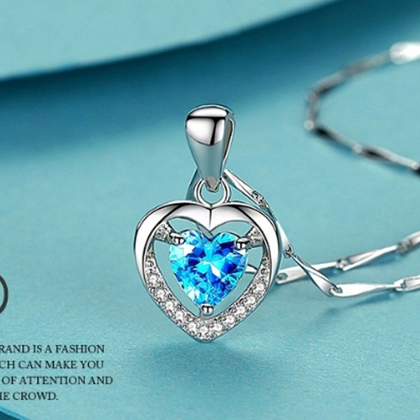 pure silver 925 clavicle chain eternal 520 simple heart necklace female pendant blue diamond wife valentine's day gift, Black
pure silver 925 clavicle chain eternal 520 simple heart necklace female pendant blue diamond wife valentine's day gift, Black