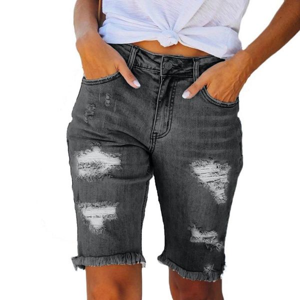 women's shorts denim all-match women high waist blue slim jeans quality knee length long elastic pockets, White;black
women's shorts denim all-match women high waist blue slim jeans quality knee length long elastic pockets, White;black