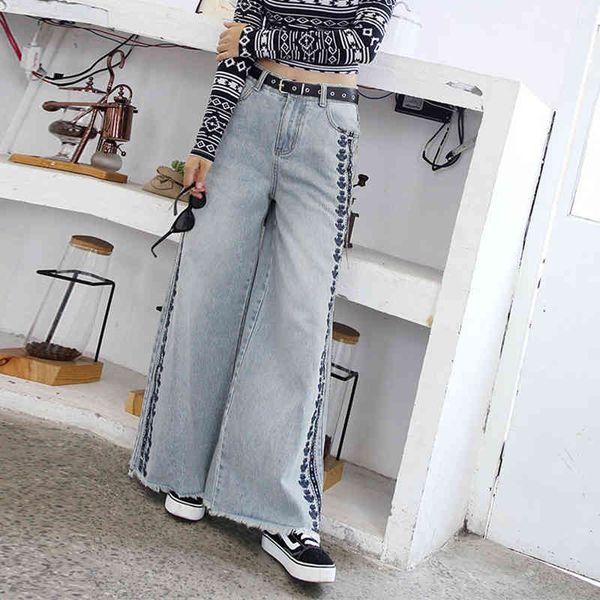 arrival female spring korea thin waist denim vintage broad leg pants embroidered share femme jeans design s811, Blue
arrival female spring korea thin waist denim vintage broad leg pants embroidered share femme jeans design s811, Blue