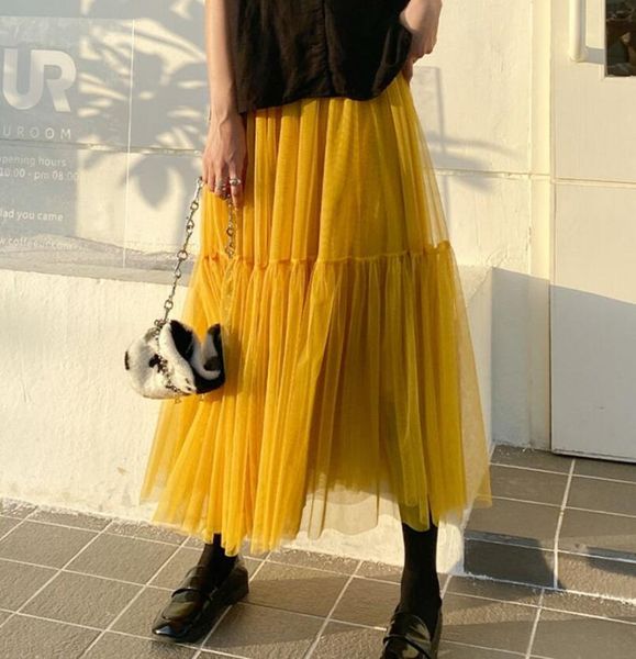 tulle skirts women fashion splicing a line middle long high waisted skirt soild color elastic waist pleated mesh, Black
tulle skirts women fashion splicing a line middle long high waisted skirt soild color elastic waist pleated mesh, Black