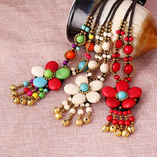 pendant necklaces bohemian style jewelry nature pine stone necklace thai wax thread handmade braided bell sweater, Silver
pendant necklaces bohemian style jewelry nature pine stone necklace thai wax thread handmade braided bell sweater, Silver