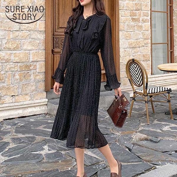 robe spring vintage midi chiffon dress dot pleated elastic high waist sweet bow flare sleeves ruffles vestidos de fiesta 8319 50 210528, Black;gray
robe spring vintage midi chiffon dress dot pleated elastic high waist sweet bow flare sleeves ruffles vestidos de fiesta 8319 50 210528, Black;gray
