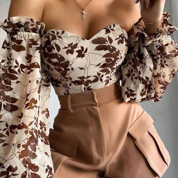 women's blouses & shirts women off shoulder ladies long lantern sleeve vintage floral printed casual skinny 2021 fashion mujer, White
women's blouses & shirts women off shoulder ladies long lantern sleeve vintage floral printed casual skinny 2021 fashion mujer, White