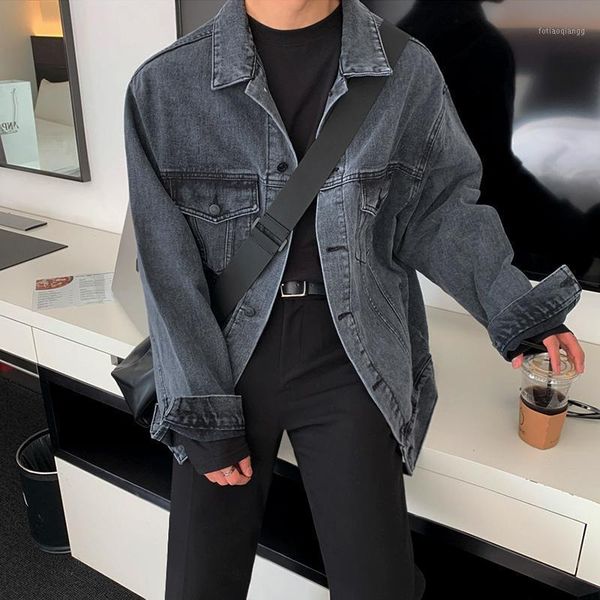 men's jackets fall style washed denim jacket male handsome loose korean casual spring and autumn, Black;brown
men's jackets fall style washed denim jacket male handsome loose korean casual spring and autumn, Black;brown