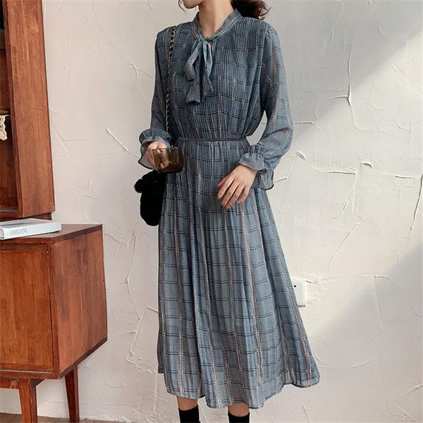 casual dresses vintage plaid bow dress mid-calf high waist ladies a-line fashion female spring pleated long sleeves ruffles, Black;gray
casual dresses vintage plaid bow dress mid-calf high waist ladies a-line fashion female spring pleated long sleeves ruffles, Black;gray