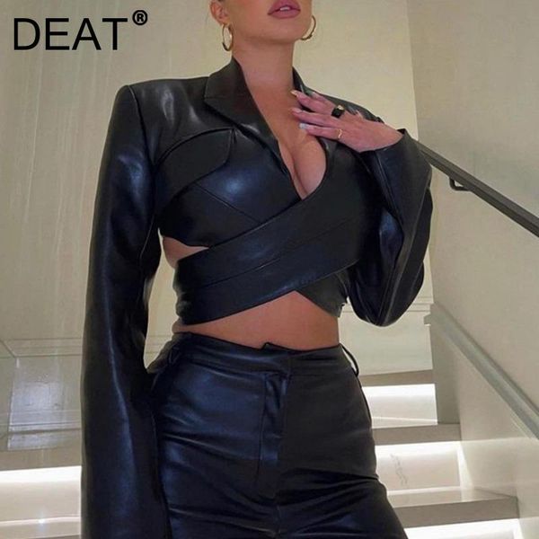 women's leather & faux deat women v-neck straps navel slim pu jacket arrivals long sleeve fashion autumn winter 2021 11d5456, Black
women's leather & faux deat women v-neck straps navel slim pu jacket arrivals long sleeve fashion autumn winter 2021 11d5456, Black