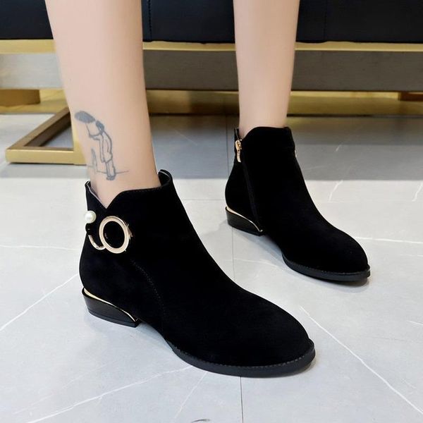 boots flock ankle for women thick low heels plus size 43 solid black metal buckle pearl ladies female booties
boots flock ankle for women thick low heels plus size 43 solid black metal buckle pearl ladies female booties