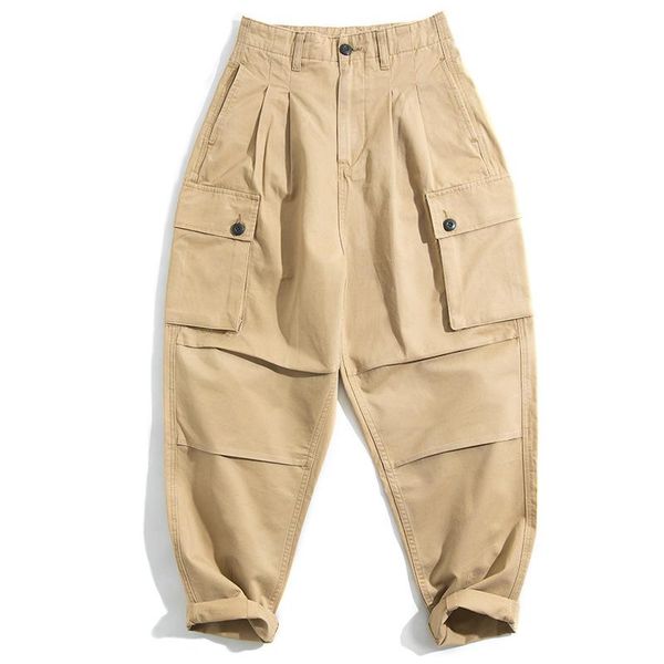 men's pants japanese retro big pocket haren high waist drop feeling radish thin men, Black
men's pants japanese retro big pocket haren high waist drop feeling radish thin men, Black