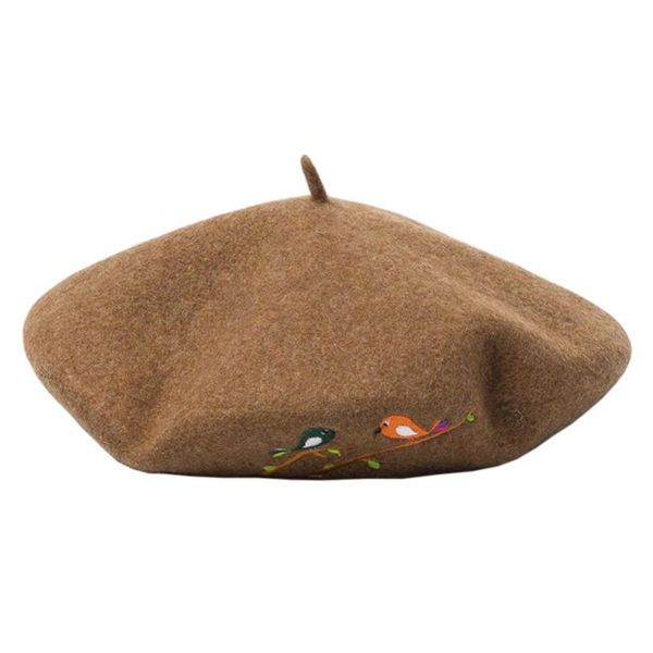 women's cute birds embroidered artist wool french berets cap hats teenagers girls maiden baret beanie flat hat, Blue;gray
women's cute birds embroidered artist wool french berets cap hats teenagers girls maiden baret beanie flat hat, Blue;gray