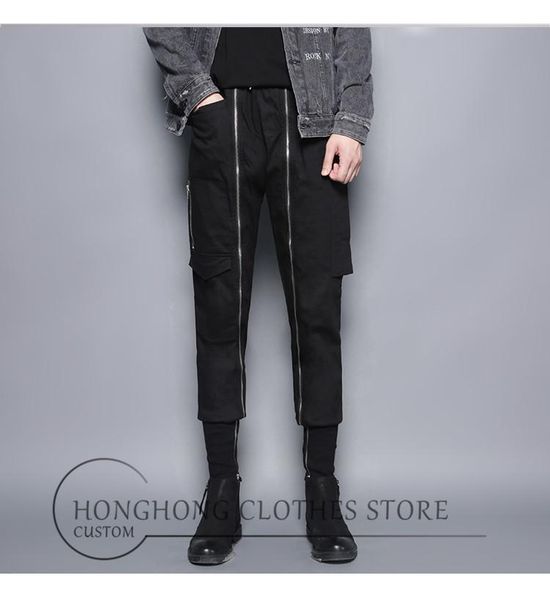 men's pants a pair of dark fasteners with zipper trousers on both sides and leg breeches large sizes small feet, Black
men's pants a pair of dark fasteners with zipper trousers on both sides and leg breeches large sizes small feet, Black