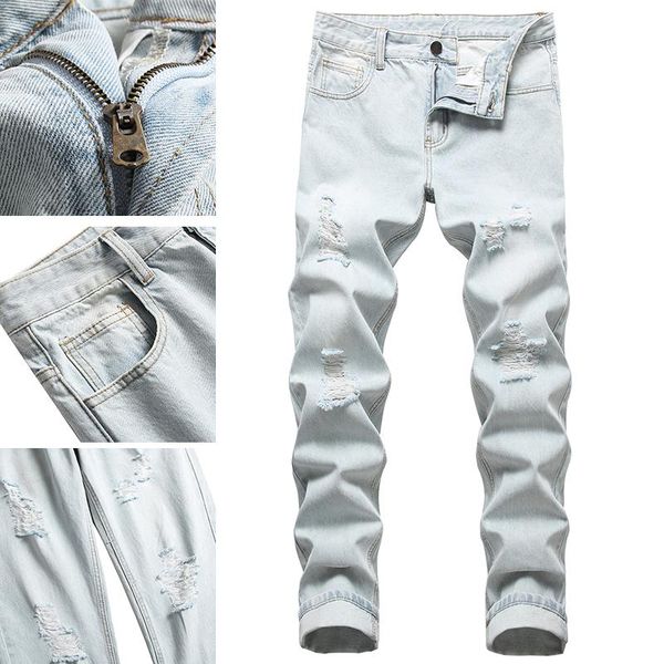 men's jeans ripped summer thin section light color slim feet trend all-match casual pants men, Blue
men's jeans ripped summer thin section light color slim feet trend all-match casual pants men, Blue