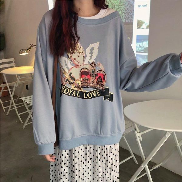 women's hoodies & sweatshirts harajuku sweatshirt women fake two piece kawaii angel crown print loose graphic aesthetic pullover for sw, Black
women's hoodies & sweatshirts harajuku sweatshirt women fake two piece kawaii angel crown print loose graphic aesthetic pullover for sw, Black