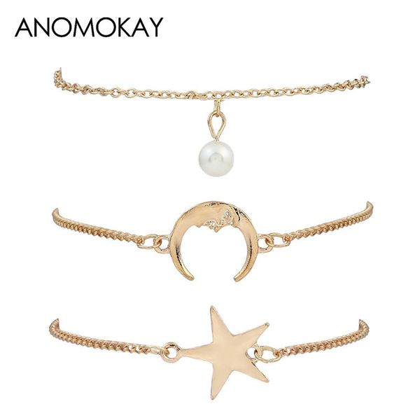 european american trendy gold color chain link bracelets set star moon pearl pendant casual bracelet for women jewelry gift link,, Black
european american trendy gold color chain link bracelets set star moon pearl pendant casual bracelet for women jewelry gift link,, Black