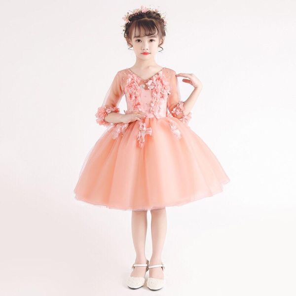 girl's dresses flower girls illusion half appliques beading tulle lace v-neck knee-length soybean pink kids party princess gown f314, Red;yellow
girl's dresses flower girls illusion half appliques beading tulle lace v-neck knee-length soybean pink kids party princess gown f314, Red;yellow