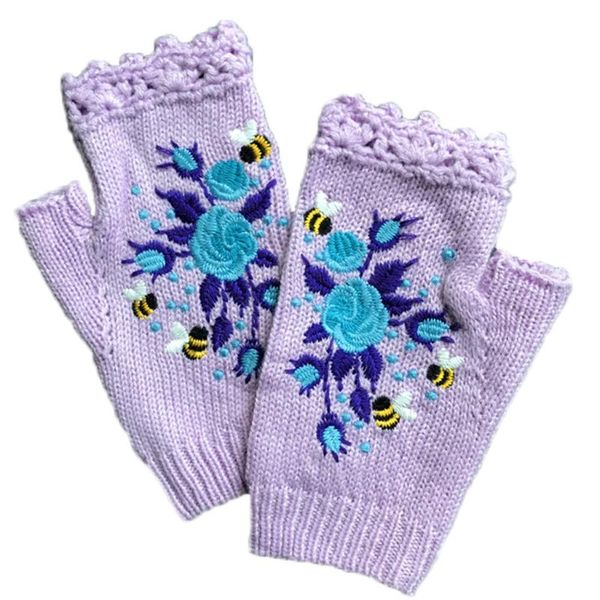 five fingers gloves women winter crochet knitted fingerless sweet colorful floral bee embroidery thumbhole texting mittens arm warmer, Blue;gray
five fingers gloves women winter crochet knitted fingerless sweet colorful floral bee embroidery thumbhole texting mittens arm warmer, Blue;gray