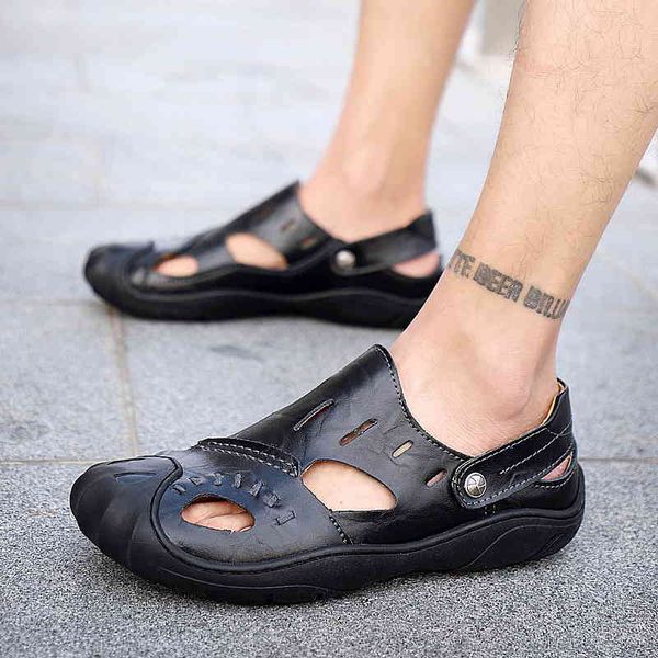 slippers men sandals genuine leather summer business casual men's sandals splice shoes outdoor male beach sandal leisure fashion tt92, Black
slippers men sandals genuine leather summer business casual men's sandals splice shoes outdoor male beach sandal leisure fashion tt92, Black