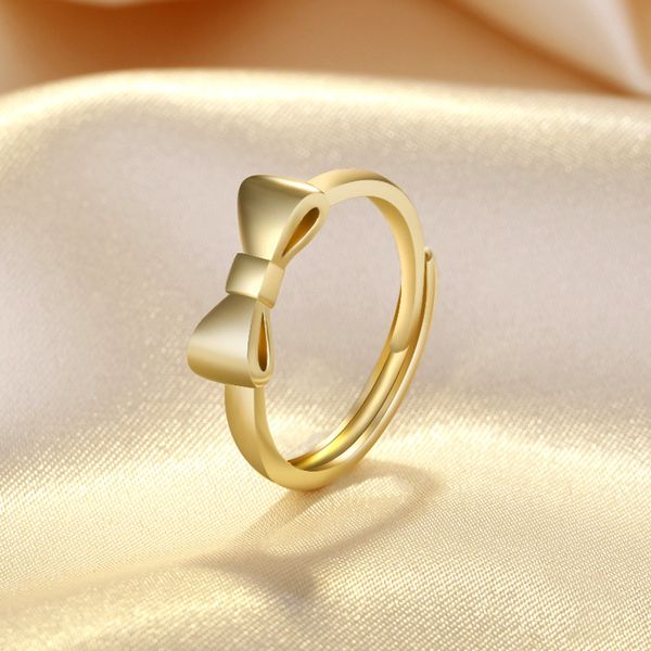 fashion personality light luxury gold bow ring female minority design plain ring open index finger suitable for any scene to wear, Silver
fashion personality light luxury gold bow ring female minority design plain ring open index finger suitable for any scene to wear, Silver