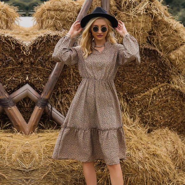 casual dresses women's floral print dress high waist long lantern sleeve ladies v neck a line midi for female nice, Black;gray
casual dresses women's floral print dress high waist long lantern sleeve ladies v neck a line midi for female nice, Black;gray