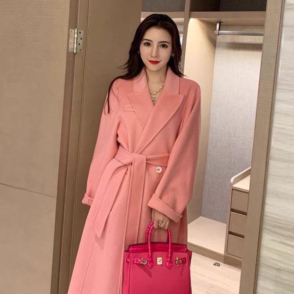 women's wool & blends women 2021 autumn winter long coat female lapel double-breasted woolen coats fashion ladies elegant overcoats z51, Black
women's wool & blends women 2021 autumn winter long coat female lapel double-breasted woolen coats fashion ladies elegant overcoats z51, Black