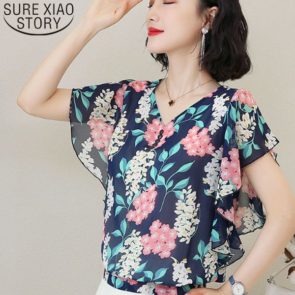summer fashion chiffon blouses short sleeve v-neck printed clothing casual elegant women 5380 50 210415, White
summer fashion chiffon blouses short sleeve v-neck printed clothing casual elegant women 5380 50 210415, White