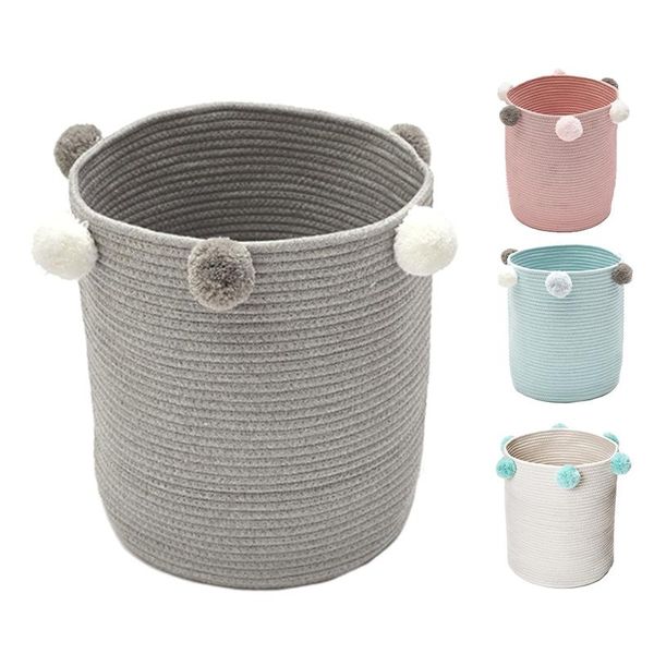 nordic cotton rope woven storage baskets with pompom large dirty clothes laundry basket kids toy
nordic cotton rope woven storage baskets with pompom large dirty clothes laundry basket kids toy