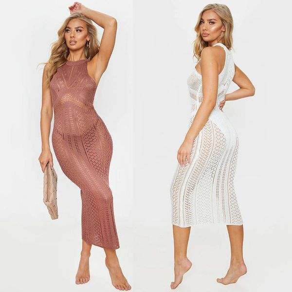 women's swimwear 2021 knitted hollow out vest dress beach blouse spring bikini swimsuit with long skirt, White;black
women's swimwear 2021 knitted hollow out vest dress beach blouse spring bikini swimsuit with long skirt, White;black
