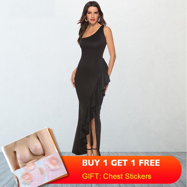 women black long dresses one shoulder evening slit ruffle event occasion irregular dinner party clubwear slim tight dress 210416, Black;gray
women black long dresses one shoulder evening slit ruffle event occasion irregular dinner party clubwear slim tight dress 210416, Black;gray