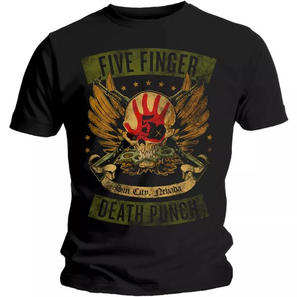 five finger death punch t shirt trouble locked & loaded official licensed black, White;black
five finger death punch t shirt trouble locked & loaded official licensed black, White;black