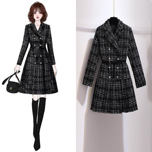 women's wool & blends autumn winter cashmere female jacket women long casual plaid coat thick warm woolen double breasted jackets outwe, Black
women's wool & blends autumn winter cashmere female jacket women long casual plaid coat thick warm woolen double breasted jackets outwe, Black