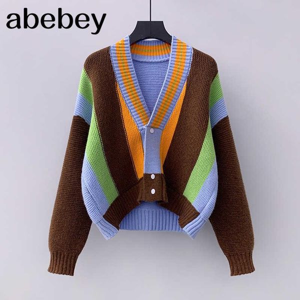women's knits & tees woman sweater knitted cardigan hit color long sleeve v collar loose wild casual style 2021 autumn fashion 15xm263, White
women's knits & tees woman sweater knitted cardigan hit color long sleeve v collar loose wild casual style 2021 autumn fashion 15xm263, White