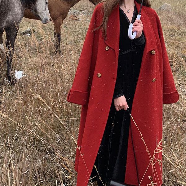 women's wool & blends 2021 korean double-sided cashmere coat medium and long loose temperament aging tweed, Black
women's wool & blends 2021 korean double-sided cashmere coat medium and long loose temperament aging tweed, Black